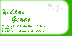 miklos gemes business card